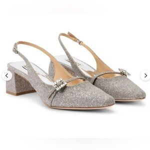 Badgley Mischka Sparkling Silver-Gray Slingback Pumps